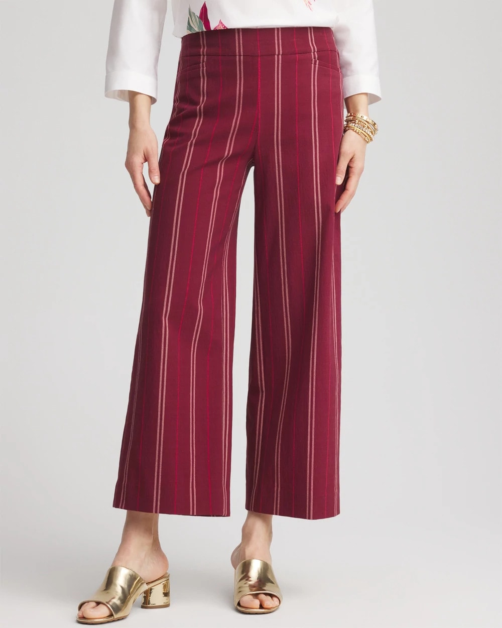 Chico's - Brigitte™ Striped Slub Wide-Leg Cropped Pants