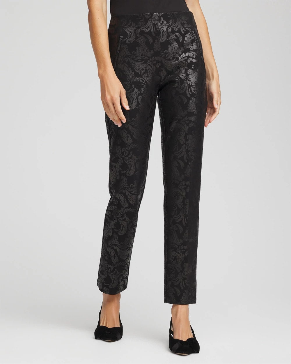 Chico's - Juliet Black Foiled  Slim Ankle Pants