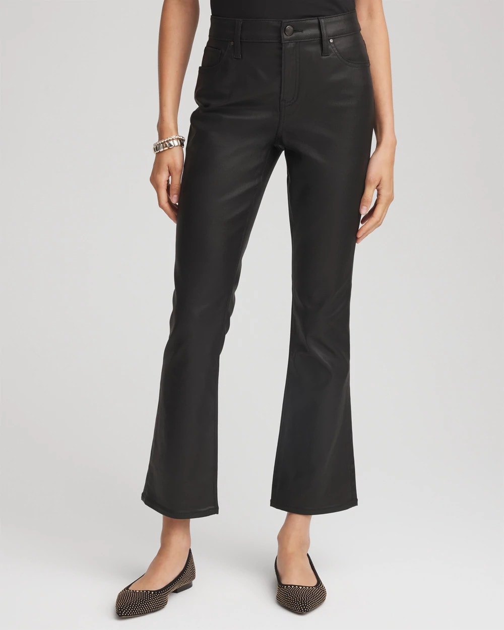 Chico's - Coated Girlfriend Cropped Flared Jeans