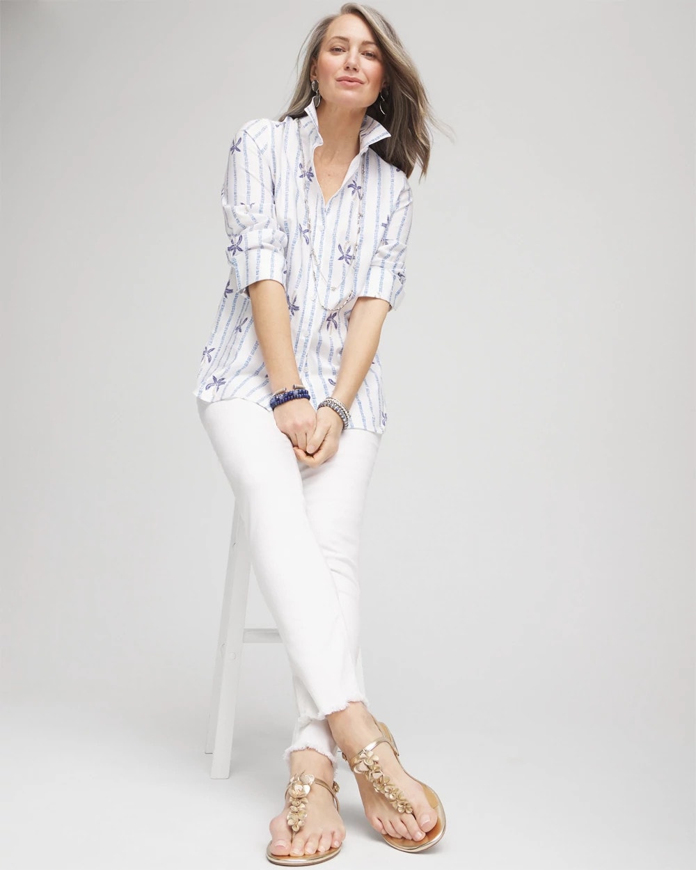 Chico's - No-Stain Girlfriend Frayed Ankle Jeans