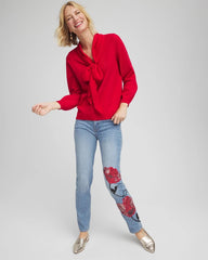 Chico's - Placed Floral Girlfriend Slim Ankle Jeans