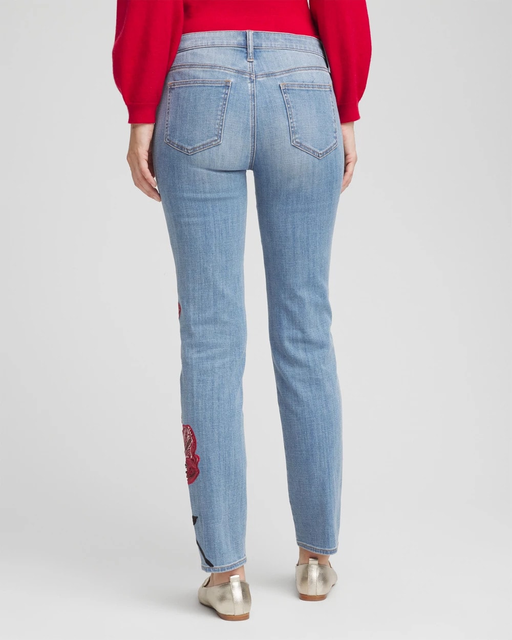 Chico's - Placed Floral Girlfriend Slim Ankle Jeans