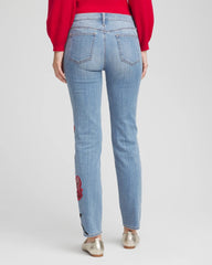 Chico's - Placed Floral Girlfriend Slim Ankle Jeans