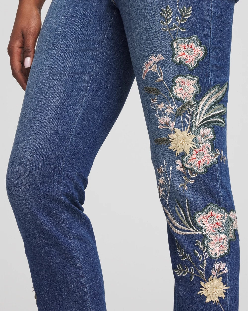 Chico's - Appliqué Girlfriend Slim Ankle Jeans