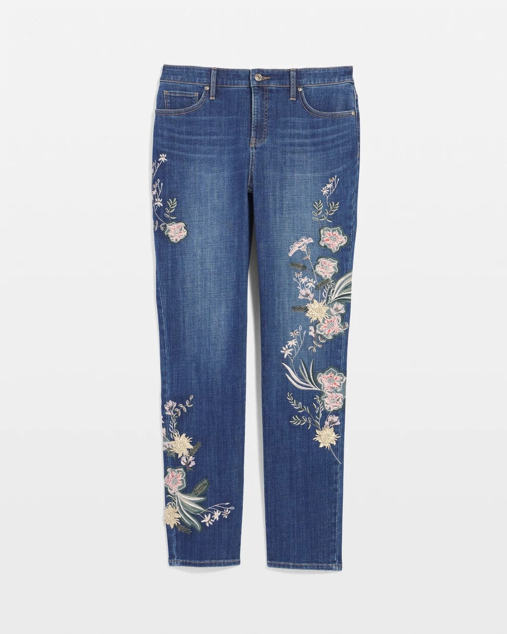 Chico's - Appliqué Girlfriend Slim Ankle Jeans