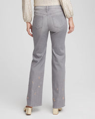 Chico's - Rose Gold Embellished Girlfriend Flared Jeans