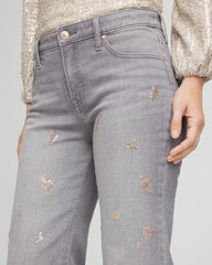 Chico's - Rose Gold Embellished Girlfriend Flared Jeans