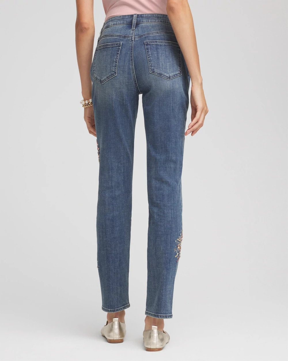 Chico's - Embellished Starbursts Girlfriend Slim Ankle Jeans