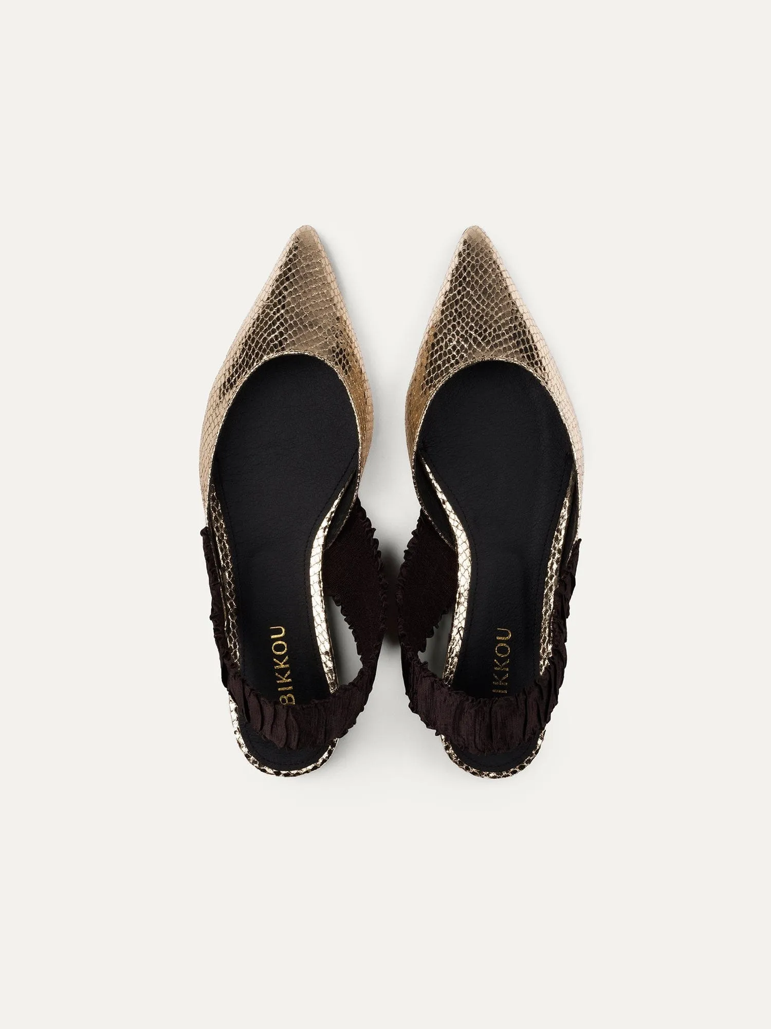 11:30am Sunday Brunch Vegan Leather Slingback Flats | Gold