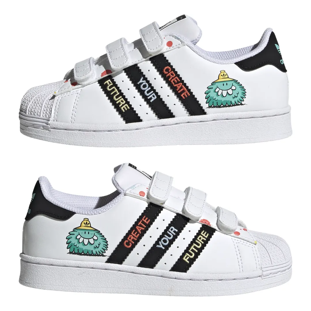 Adidas - Kid's Kevin Lyons x Superstar J 'Create Your Future' - Cloud White / Core Black / Radiant Aqua