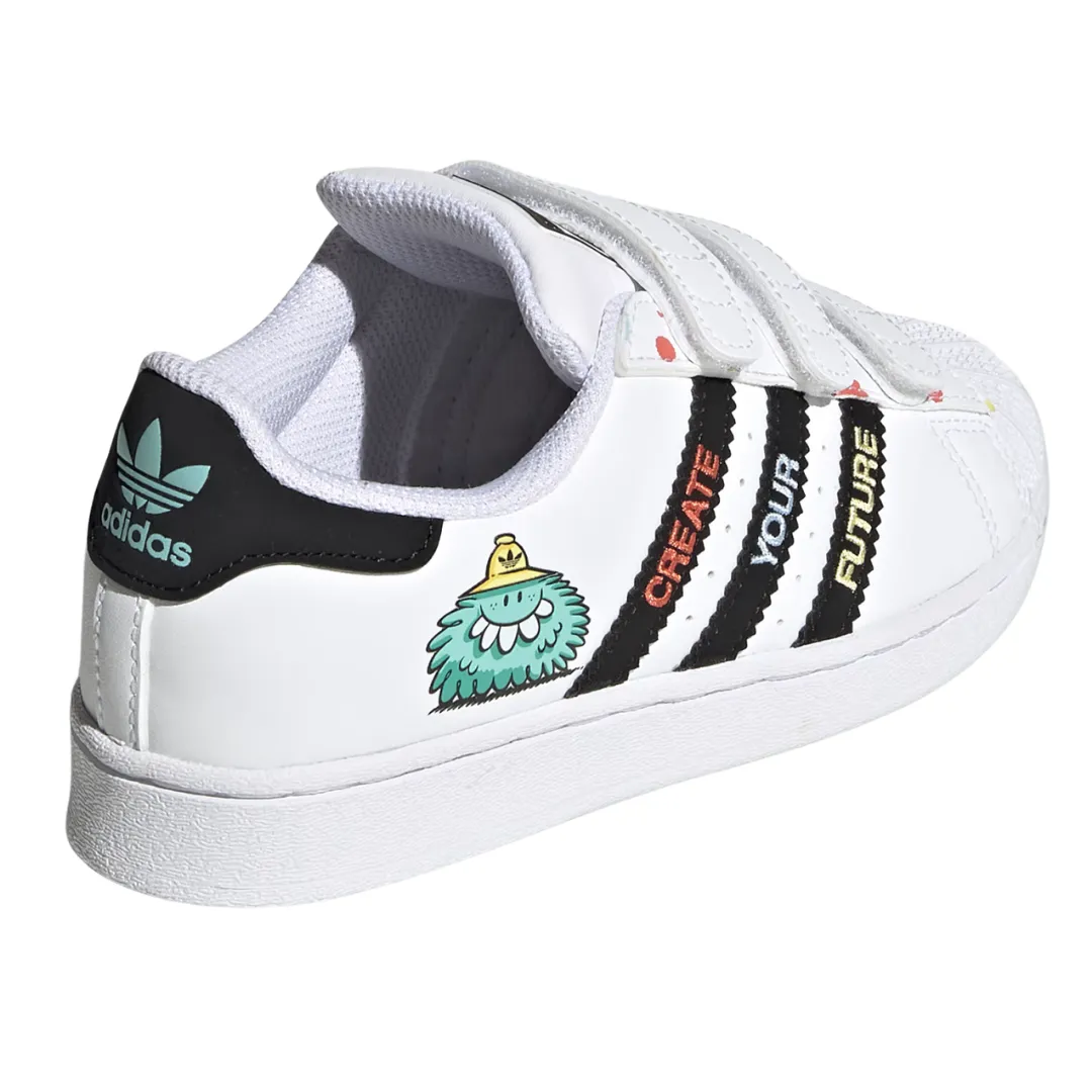 Adidas - Kid's Kevin Lyons x Superstar J 'Create Your Future' - Cloud White / Core Black / Radiant Aqua