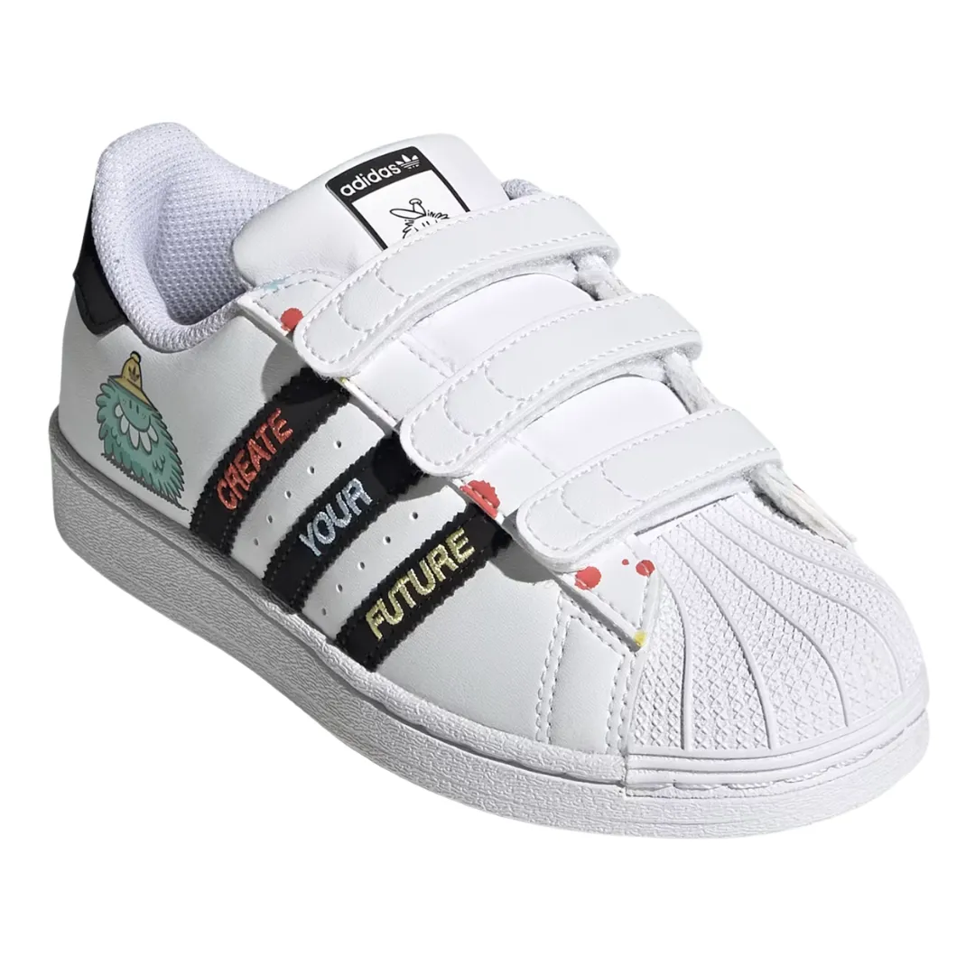 Adidas - Kid's Kevin Lyons x Superstar J 'Create Your Future' - Cloud White / Core Black / Radiant Aqua