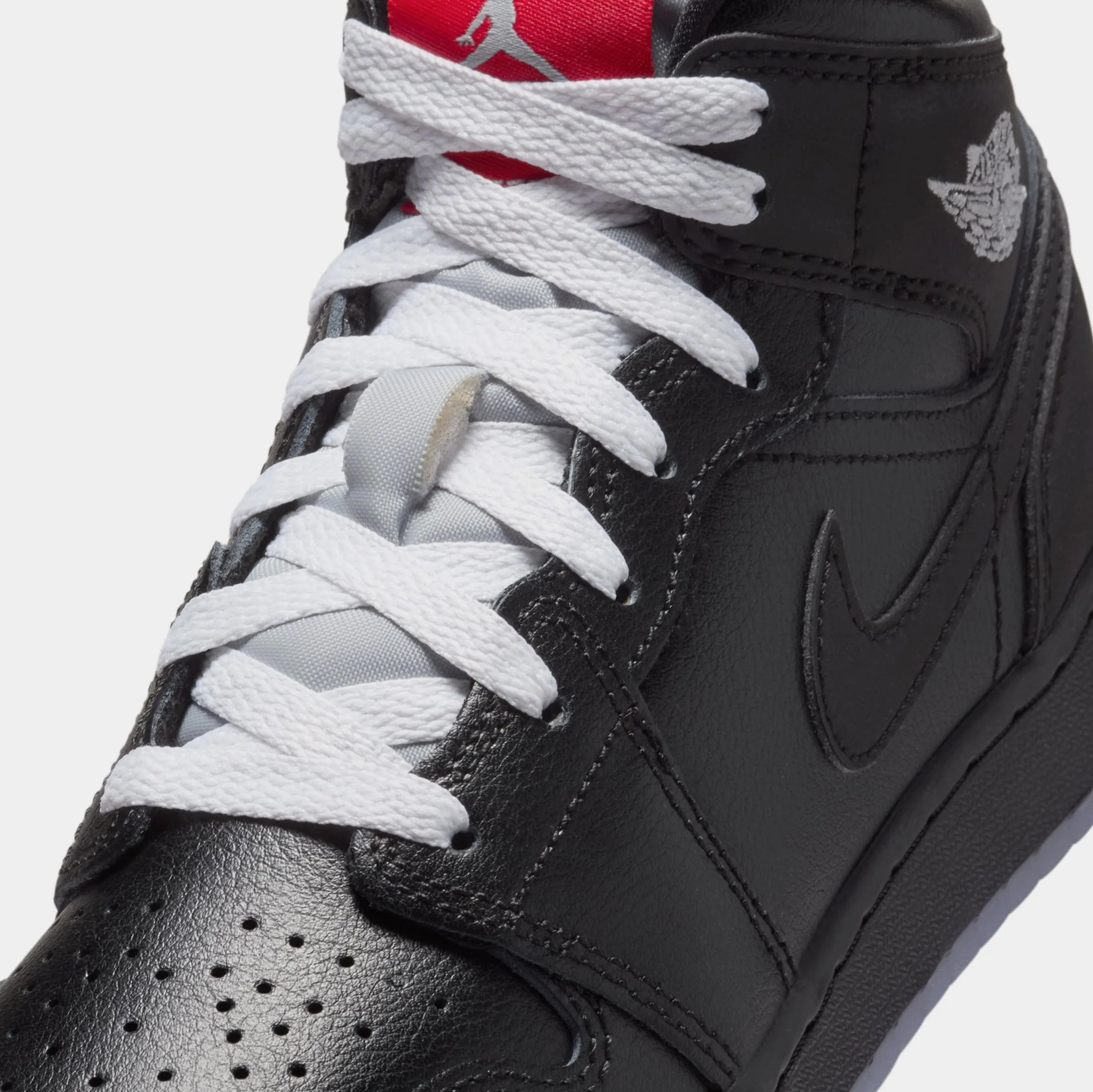 Air Jordan 1 Mid Grade School Basketball Shoes (Black/White/Wolf Grey)