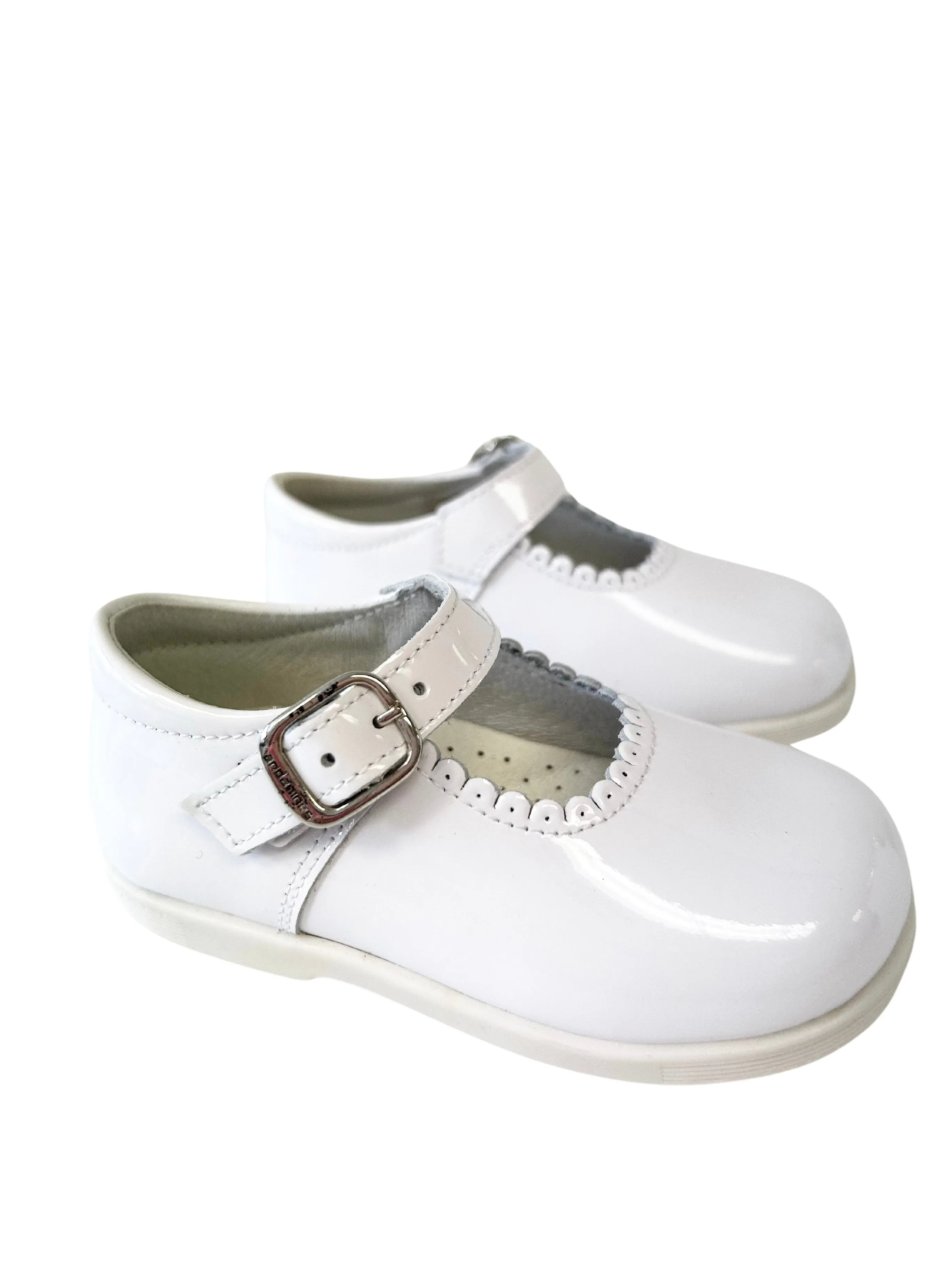 Andanines White Rubber Sole Mary Janes