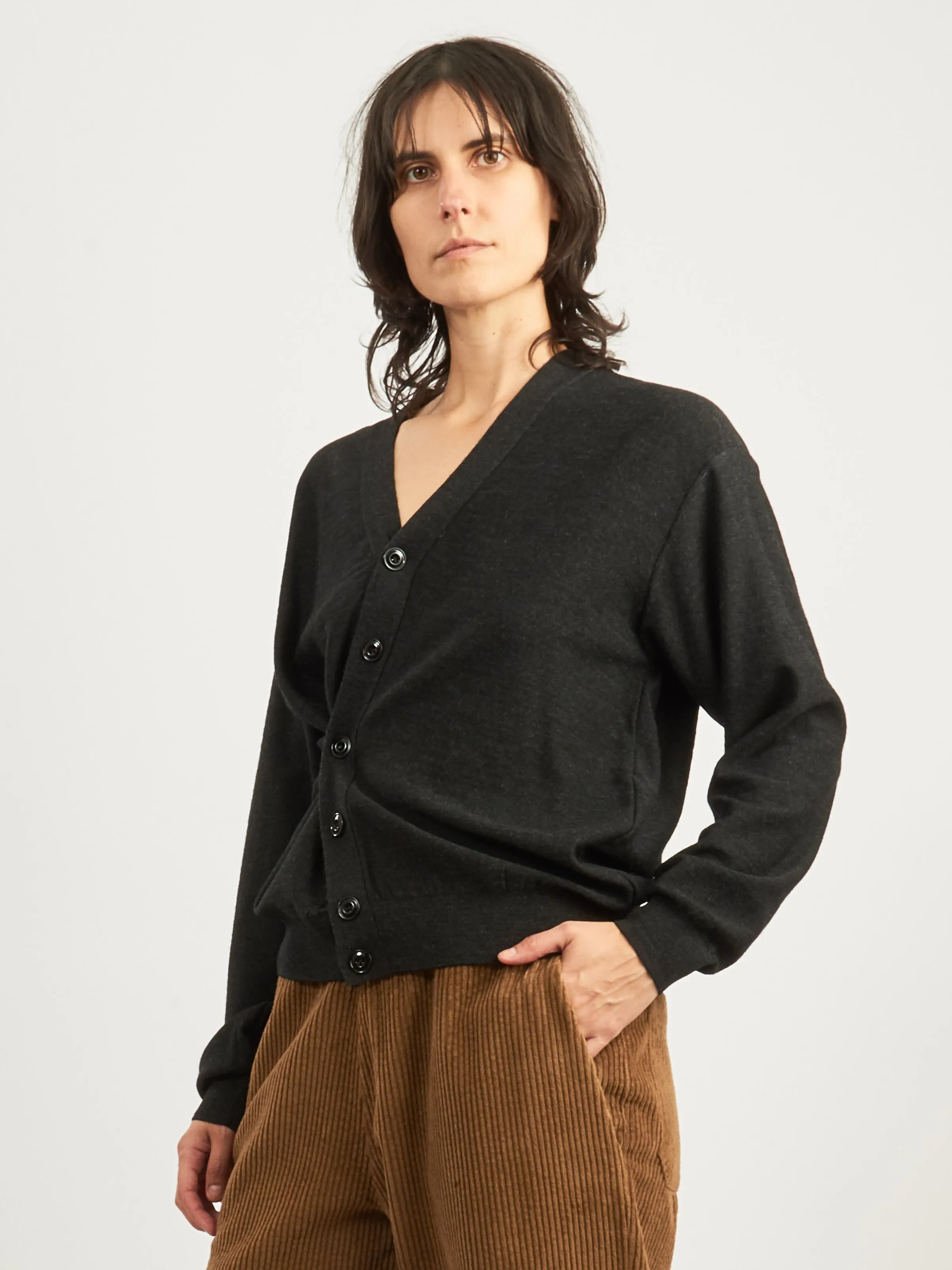 Anthracite Relaxed Twisted Cardigan