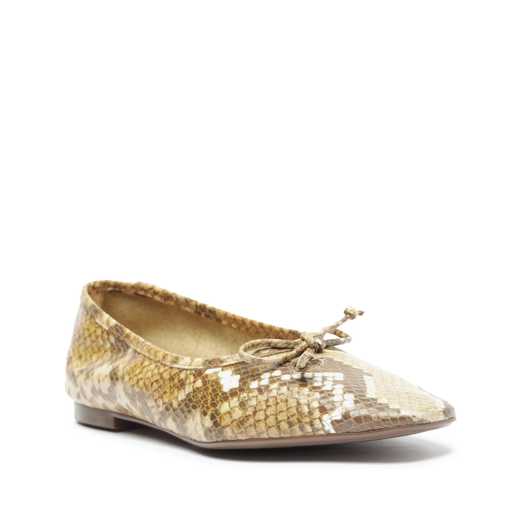 Arissa Snake-Embossed Leather Flat