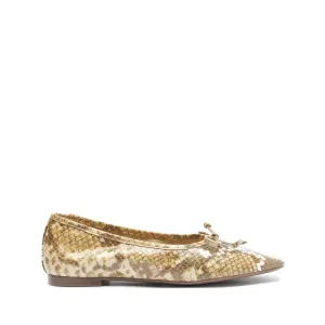 Arissa Snake-Embossed Leather Flat