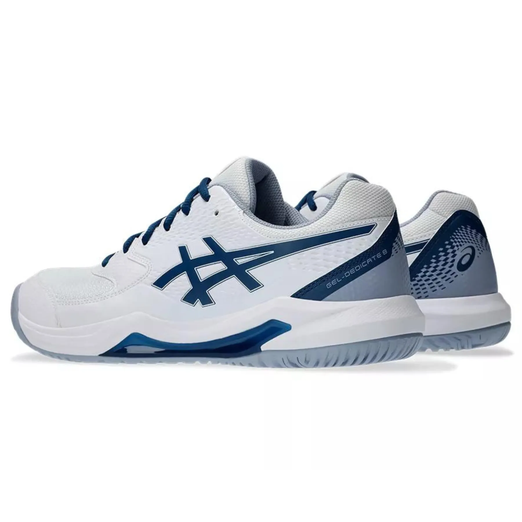 Asics Gel Dedicate 8 Mens Tennis Shoes - White/Mako Blue