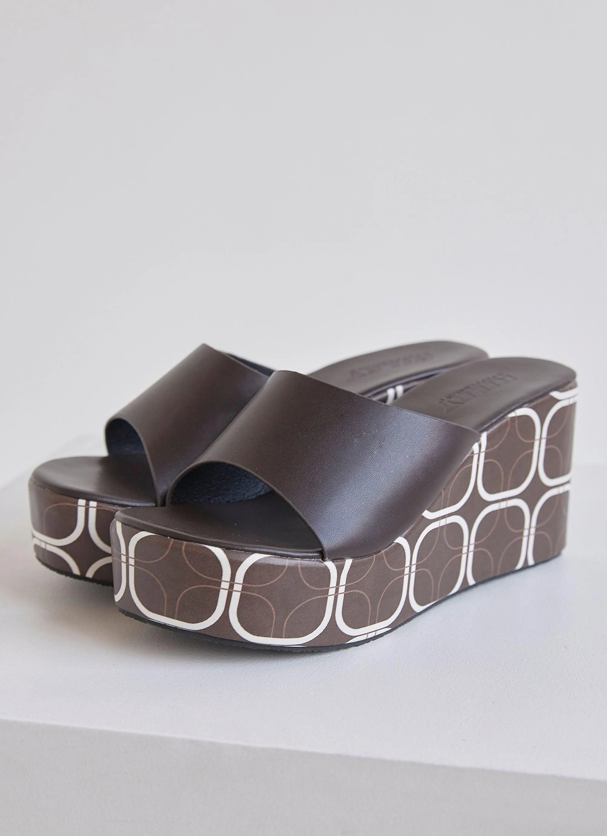 Back in Time Mule Heel - Chocolate Geo