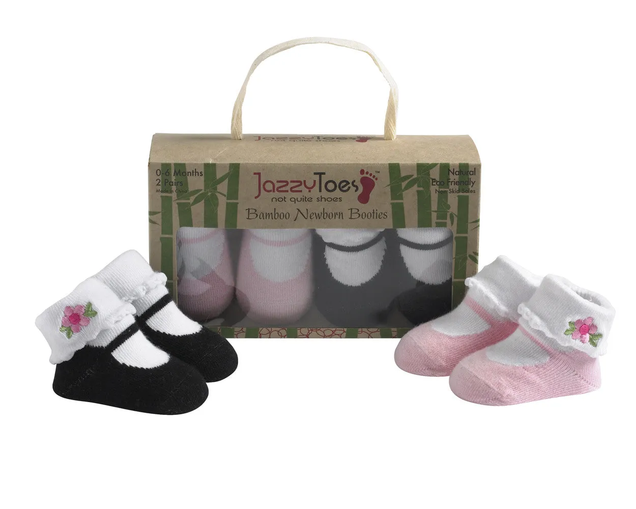 Bamboo Mary Janes (Black/Pink) for Newborns - Irregular