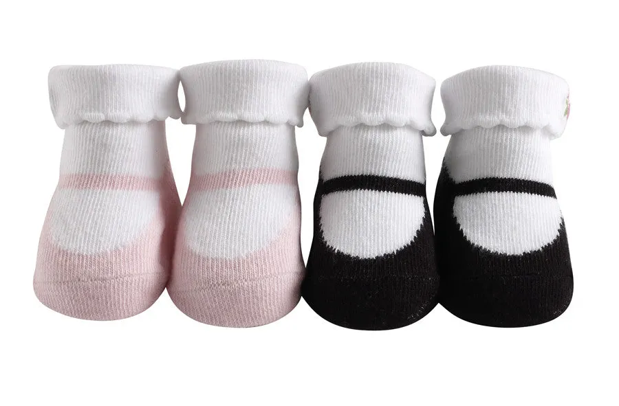 Bamboo Mary Janes (Black/Pink) for Newborns - Irregular