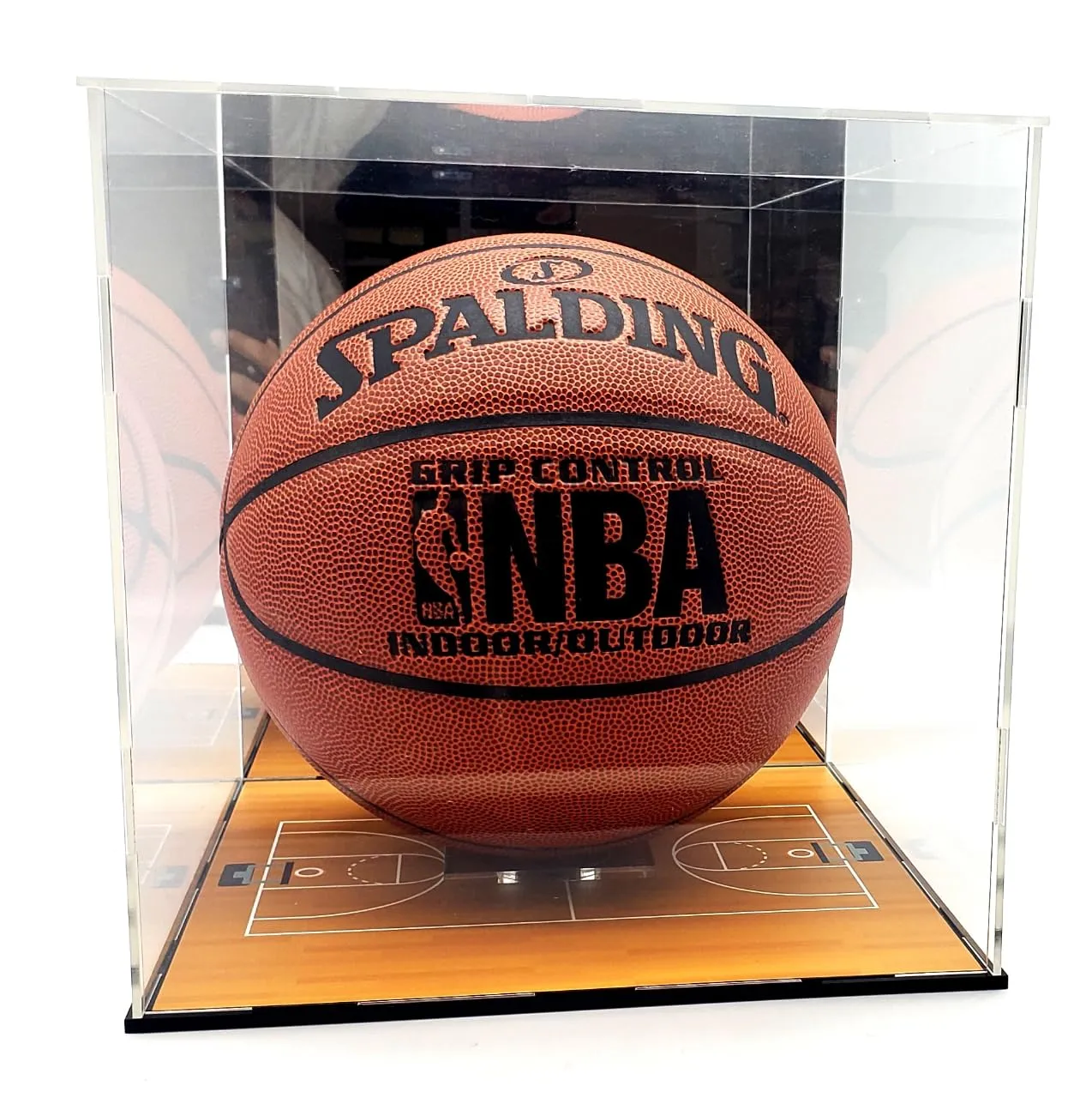 Basketball Ball Acrylic Display Case Box Square Mirror Court Showcase Shoes UV Protection 10x10x9 Inches