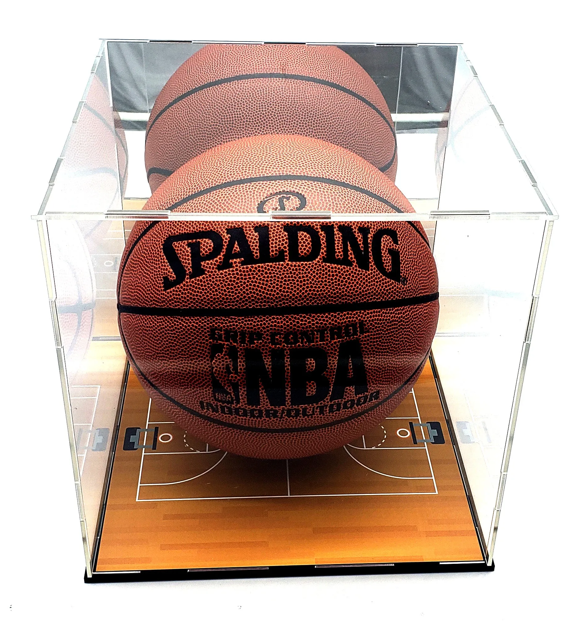 Basketball Ball Acrylic Display Case Box Square Mirror Court Showcase Shoes UV Protection 10x10x9 Inches