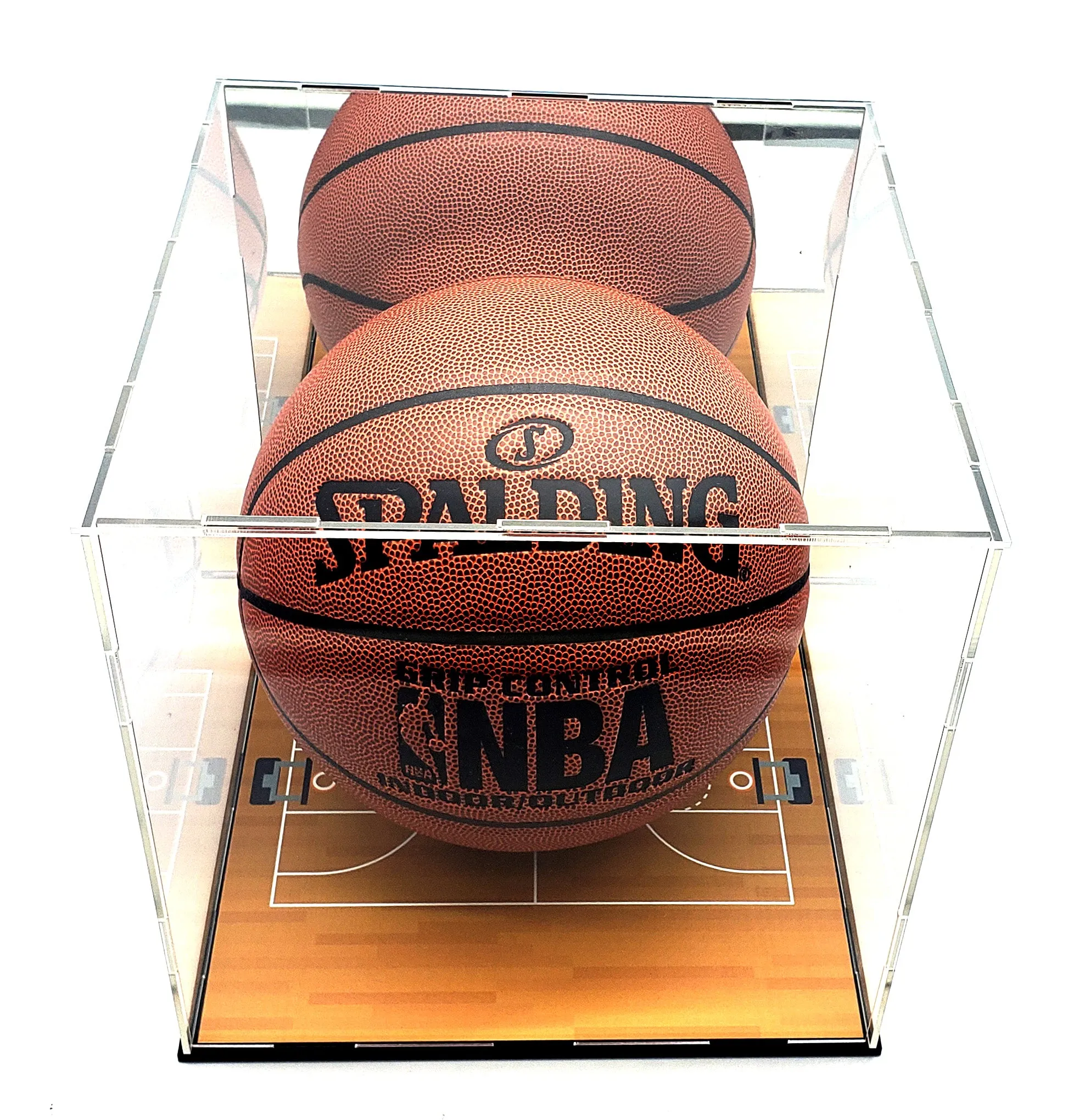 Basketball Ball Acrylic Display Case Box Square Mirror Court Showcase Shoes UV Protection 10x10x9 Inches