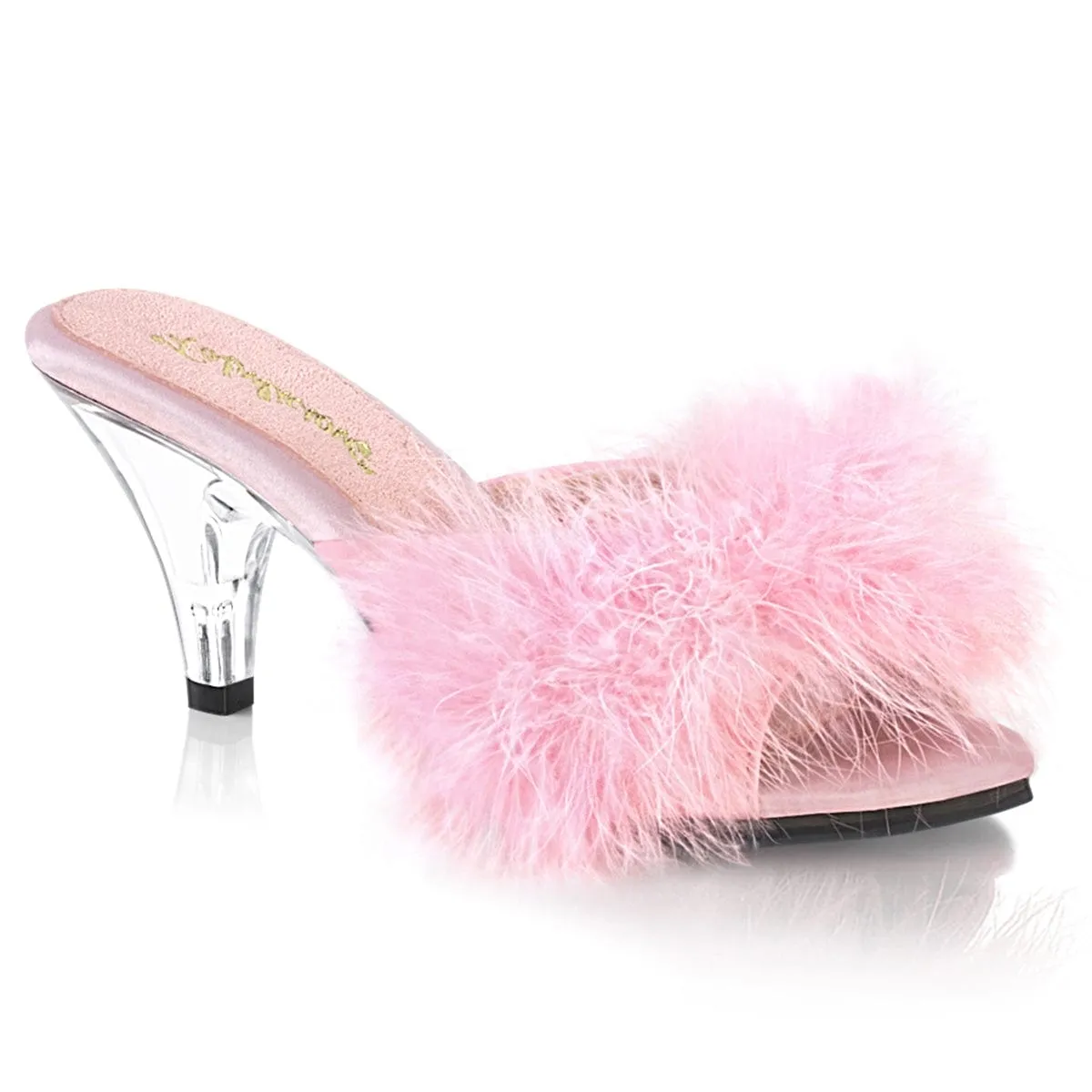 BELLE-301F Baby Pink Pu-Fur/Clear