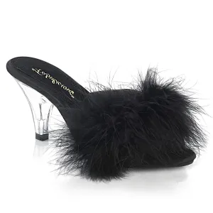 BELLE-301F Black Pu-Fur/Clear