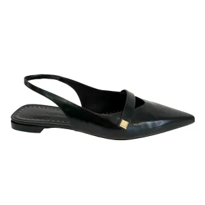 Black Leather Slingbacks - 9