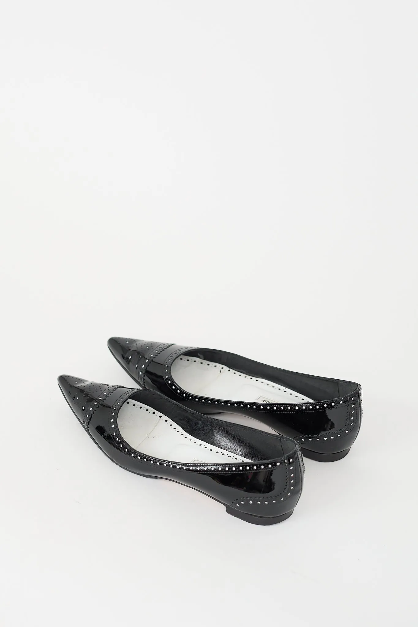 Black Patent Leather Brogue Flat