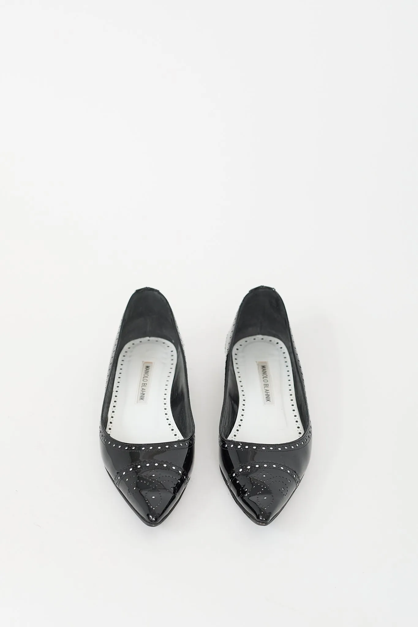 Black Patent Leather Brogue Flat