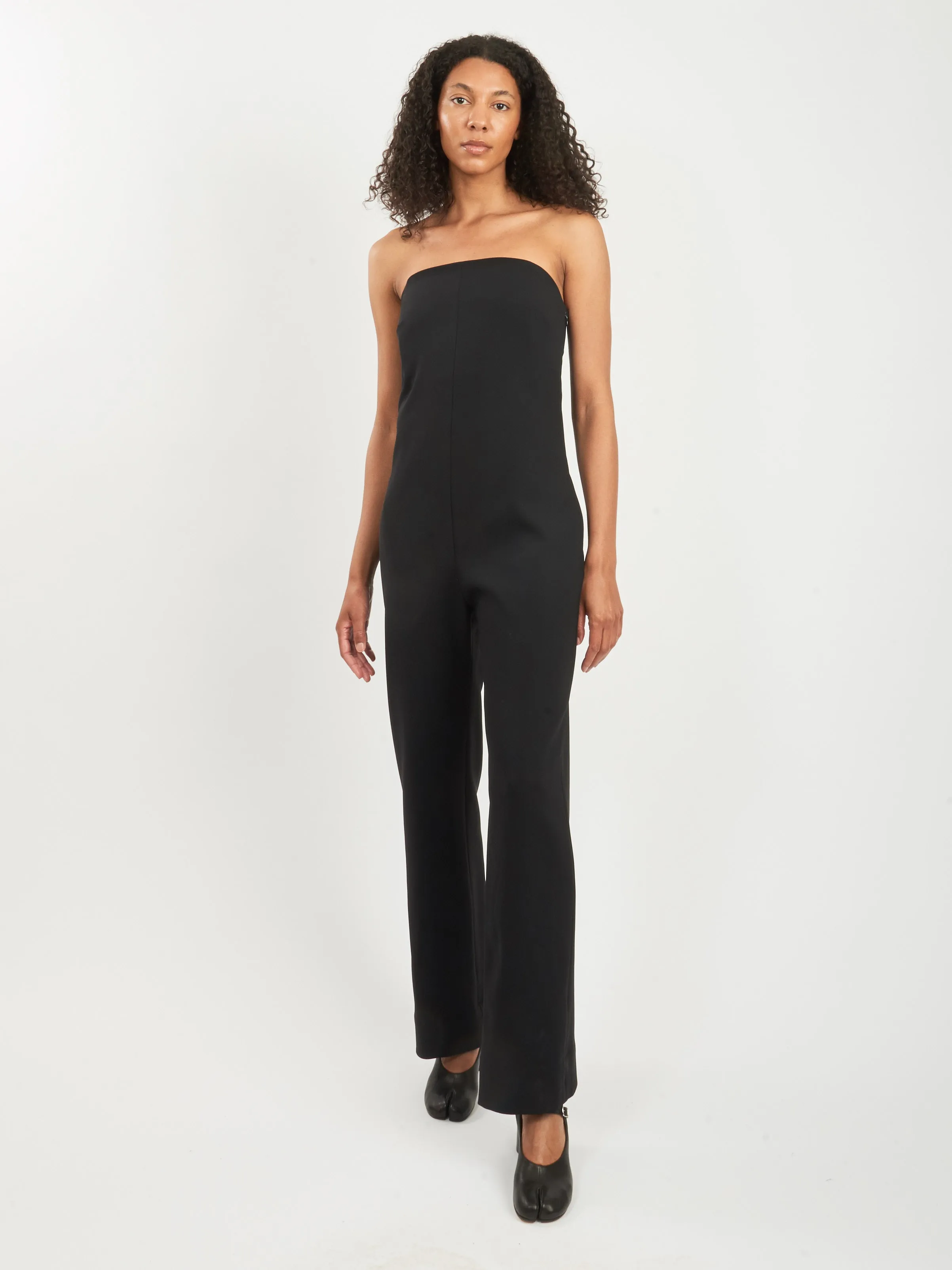 Black Strapless Fluid Jumpsuit