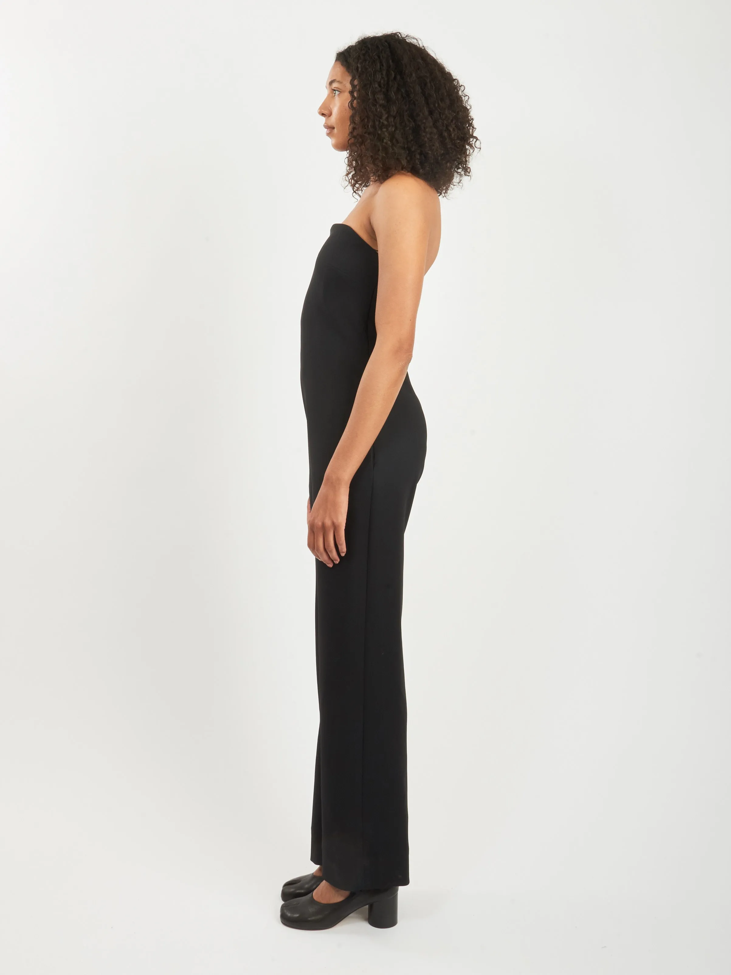 Black Strapless Fluid Jumpsuit