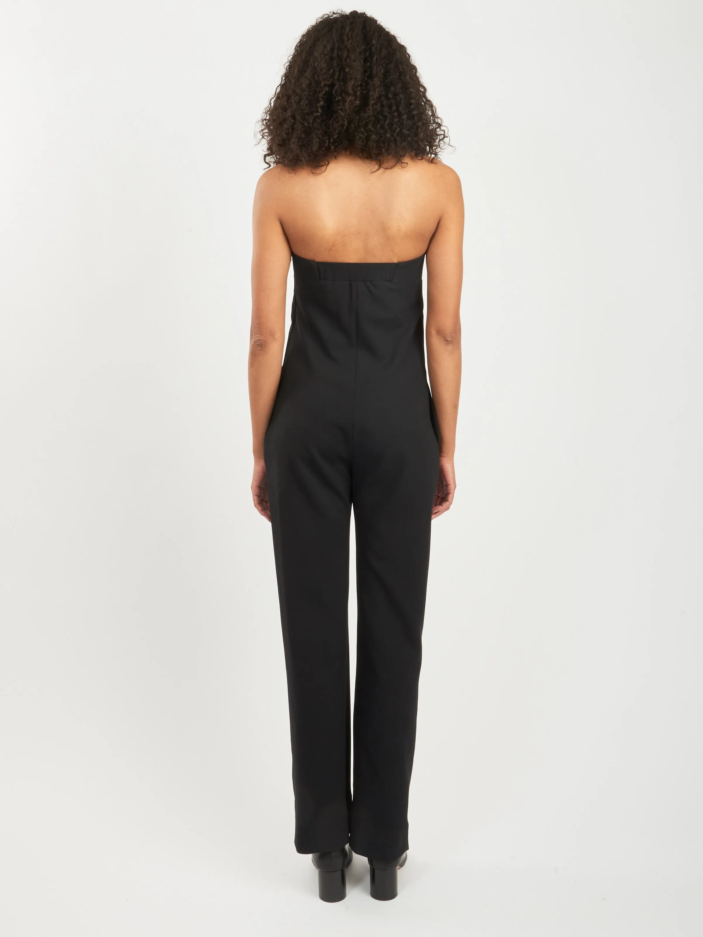 Black Strapless Fluid Jumpsuit