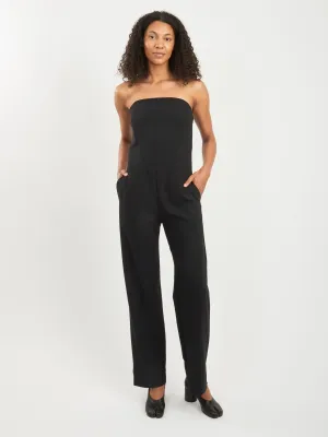 Black Strapless Fluid Jumpsuit