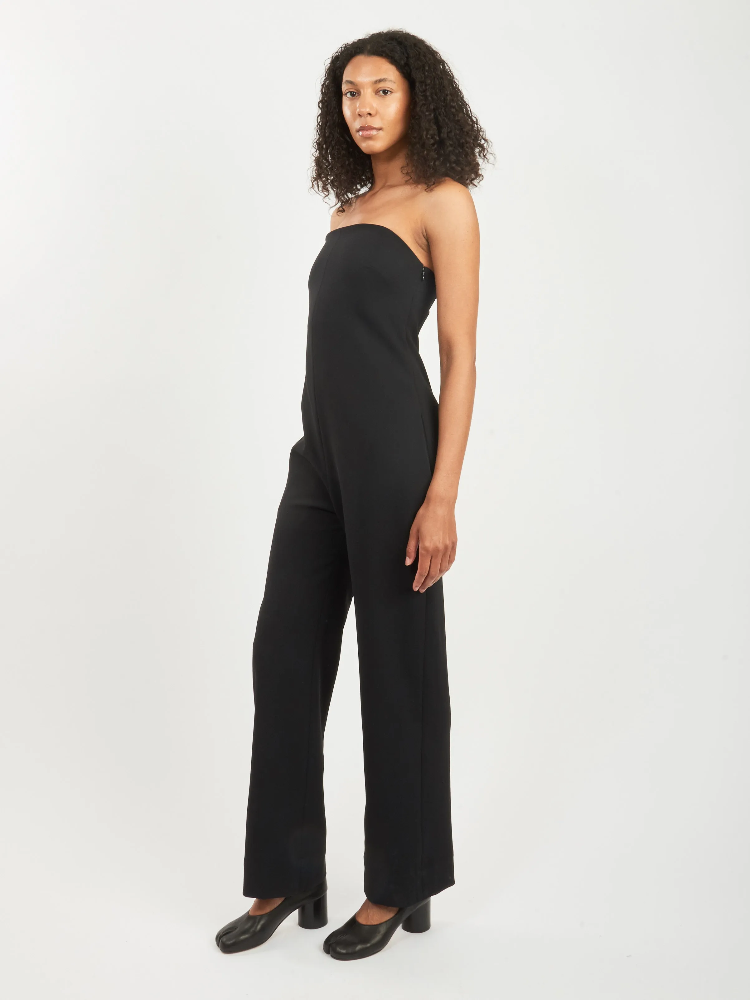 Black Strapless Fluid Jumpsuit