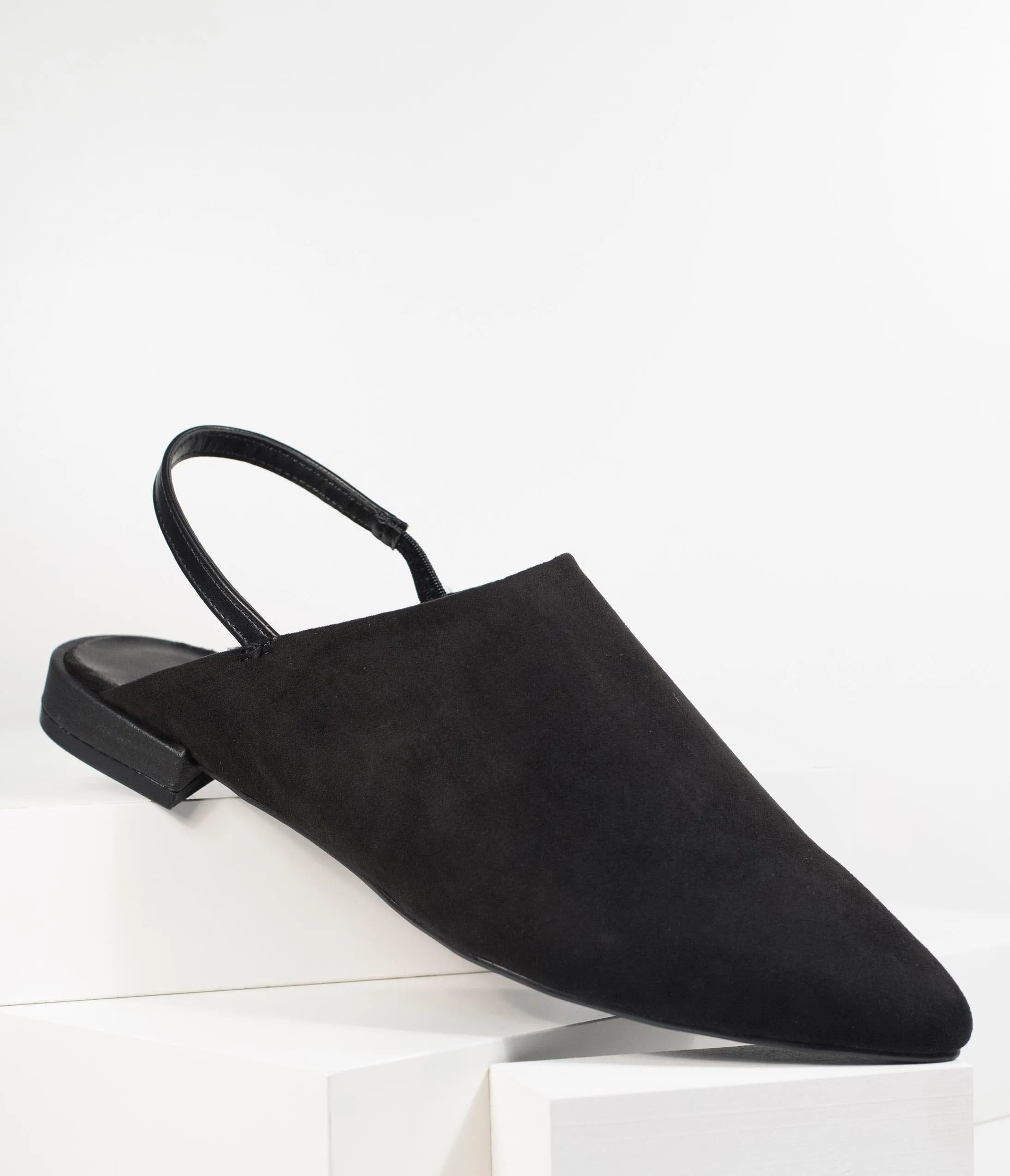 Black Suede Pointed Toe Slingback Flats