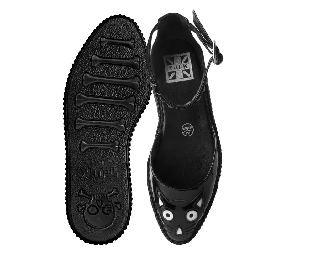 Black TUKskin™ Pointed Kitty Face Sandal