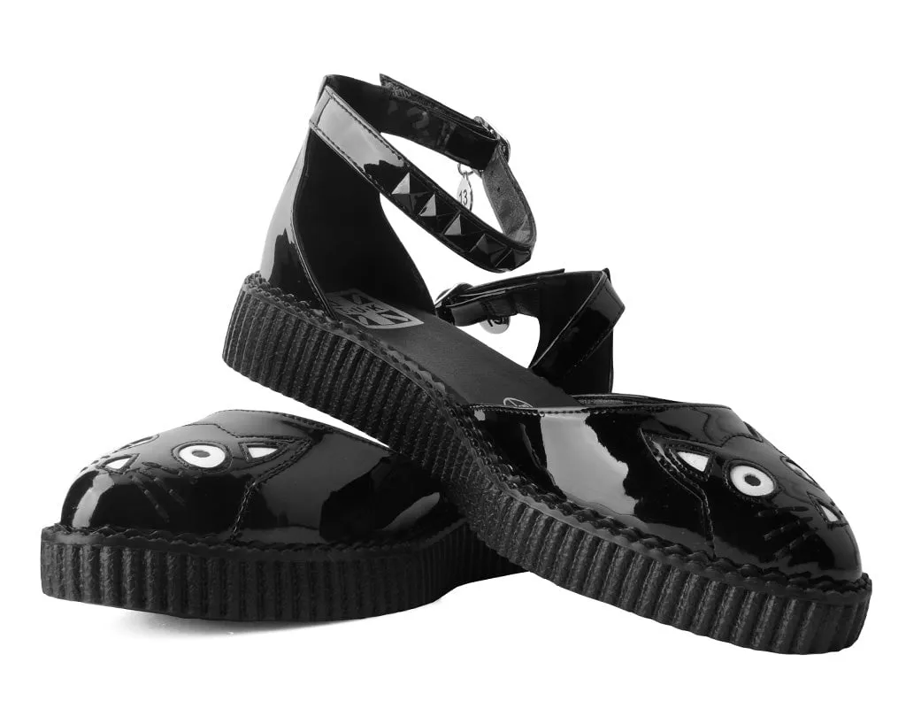 Black TUKskin™ Pointed Kitty Face Sandal