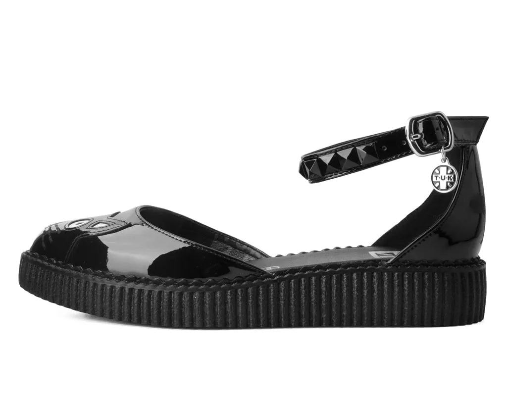 Black TUKskin™ Pointed Kitty Face Sandal