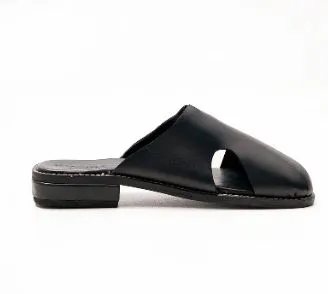 Bloke Black Migrant Mule Slippers with cut-outs