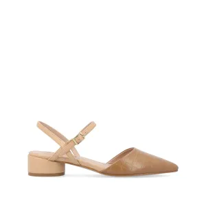 BRYNN LOW BLOCK HEELED FLATS IN FAUX LEATHER