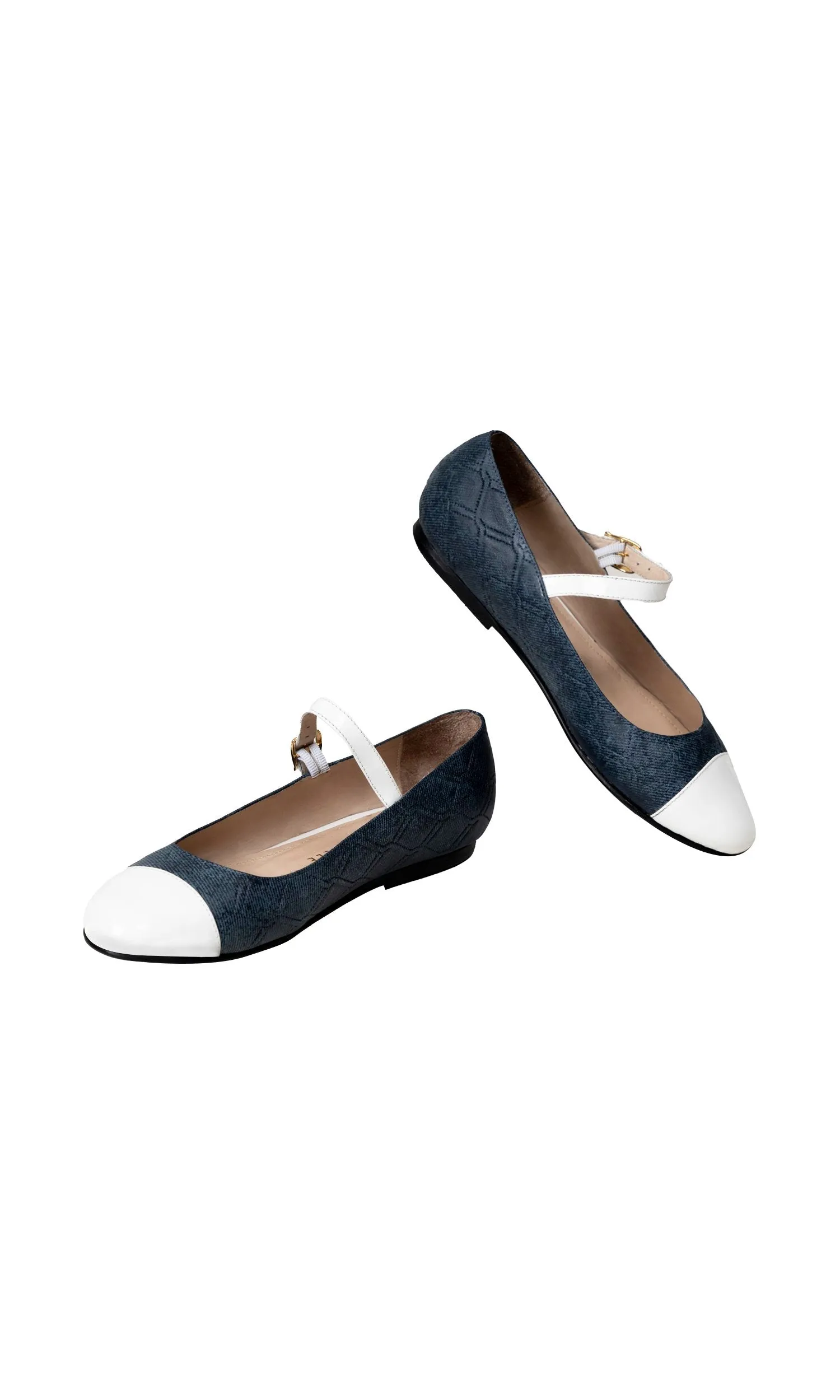 Cambon Ballerinas Blue Jean with White Tip