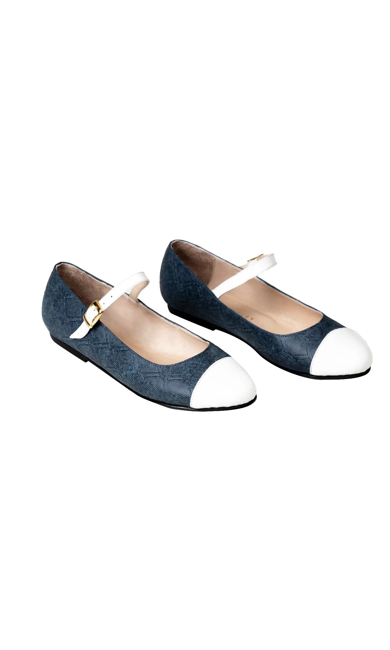 Cambon Ballerinas Blue Jean with White Tip