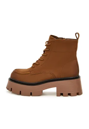 Casual Platform Ankle Boots - Brown