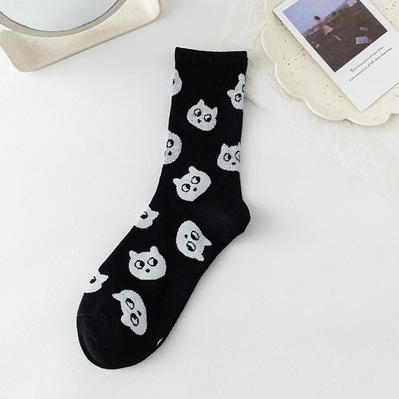 Cat Embroidery Cotton Socks