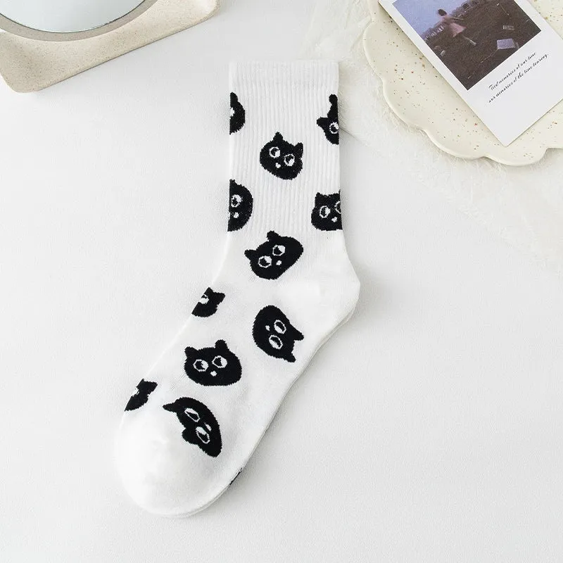 Cat Embroidery Cotton Socks