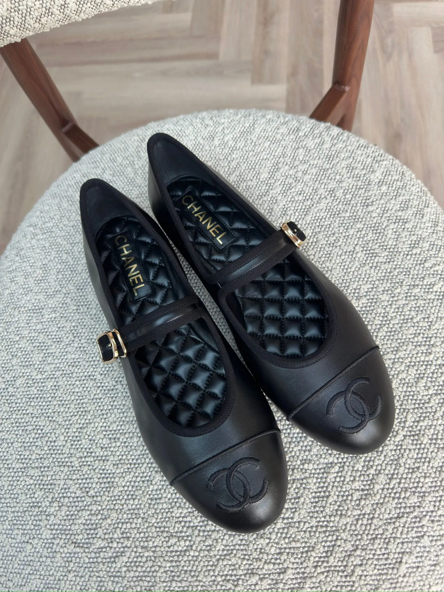 Chanel Lambskin Mary Janes (Black)